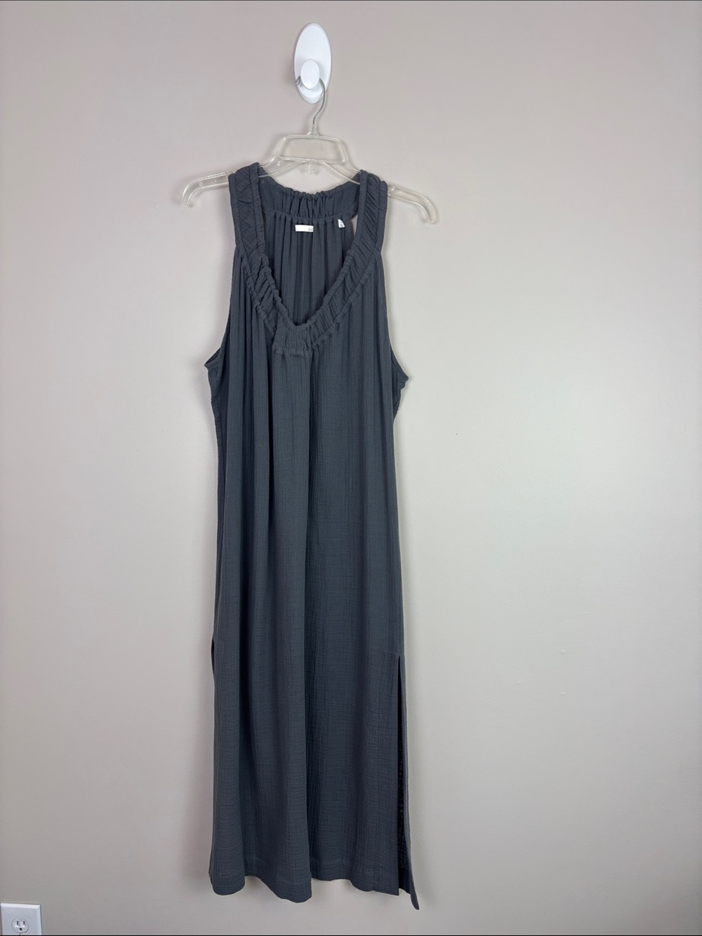 Skin Sleeveless Maxi Dress Charcoal Sz 1 Comfy Cotton Gauze Flowy Oversize Small